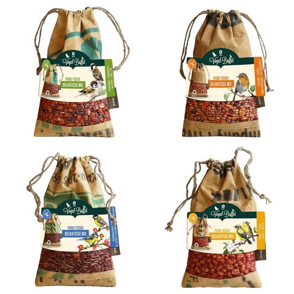 Vogelbuffet - Vogelfutter Picknickmischung 4er Set - 4x 300 gr / Bird-Buffet - Bird Food Picnic-Mix